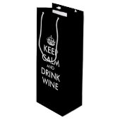 Houd kalm en drink wijngrappig zwart cadeauzakje (Voorkant Gekanteld)