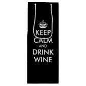 Houd kalm en drink wijngrappig zwart cadeauzakje (Voorkant)