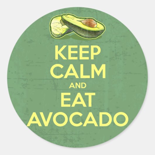 Houd kalm en eet Avocado Ronde Sticker (Voorkant)