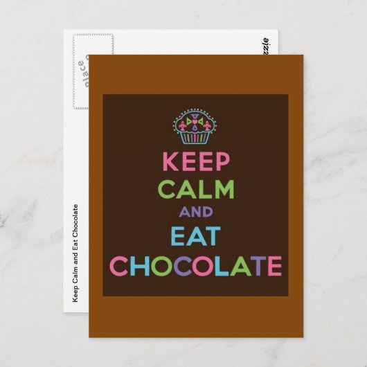 Houd Kalm en eet Chocolade Briefkaart (Voorkant / Achterkant)