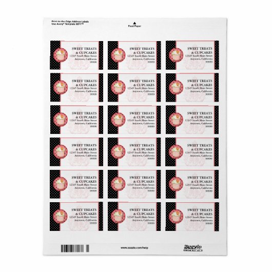 Houd kalm en eet cupcakes Bakkerij Zakelijk adres Etiket (Full Sheet)