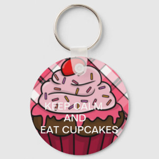 Houd kalm en eet cupcakes sleutelhanger