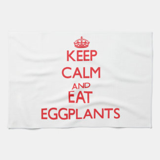 Houd kalm en eet Eggplanten Theedoek