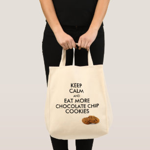 Houd kalm en eet meer chocolade Chip koekjes Tote Bag