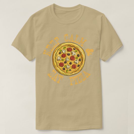 Houd kalm en eet pizza grappig ontwerp voor Pizza T-shirt (Design voorkant)
