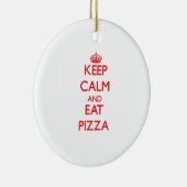 Houd kalm en eet Pizza op Keramisch Ornament (Rechts)