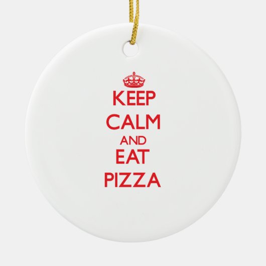 Houd kalm en eet Pizza op Keramisch Ornament (Voorkant)
