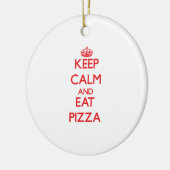 Houd kalm en eet Pizza op Keramisch Ornament (Links)