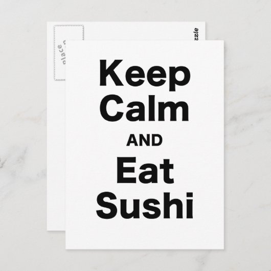 Houd Kalm en eet Sushi Briefkaart (Voorkant / Achterkant)