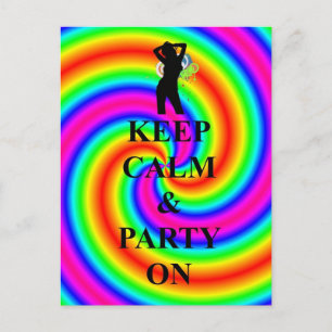 Houd kalm en feest op uitnodiging briefkaart