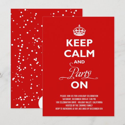 Houd kalm en feestdag nieuwjaar kaart (Voorkant / Achterkant)