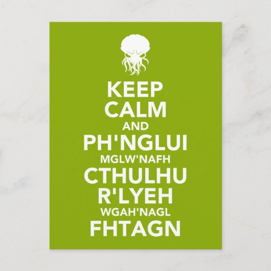 Houd Kalm en Fhtagn Briefkaart (Voorkant)