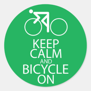 Houd kalm en fiets op printbike Art Gift Green Ronde Sticker