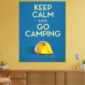 Houd kalm en ga de  druk van de Camping Canvas Afdruk (Insitu (Woonkamer))