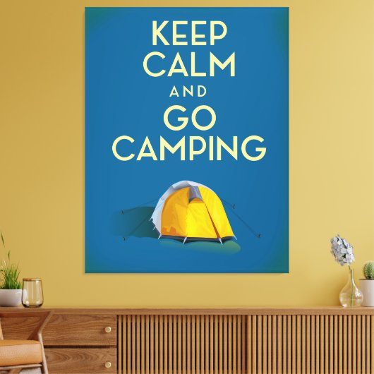 Houd kalm en ga de  druk van de Camping Canvas Afdruk (Insitu (Woonkamer))