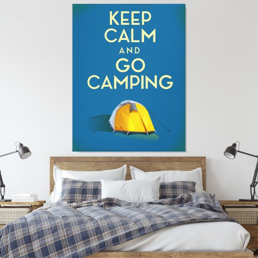 Houd kalm en ga de  druk van de Camping Canvas Afdruk (Insitu (Slaapkamer))