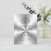 Houd kalm en ga door met gecrasht metaal briefkaart (Staand voorkant)