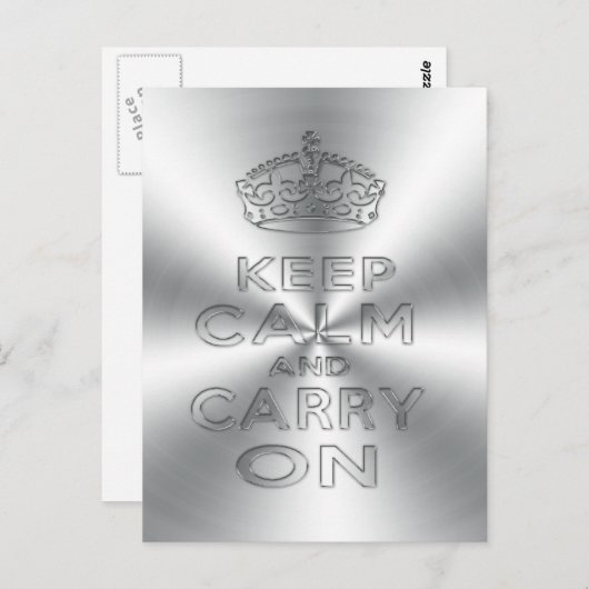 Houd kalm en ga door met gecrasht metaal briefkaart (Voorkant / Achterkant)
