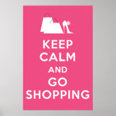 Houd Kalm en ga winkelen - Snoep Roze Poster (Voorkant)