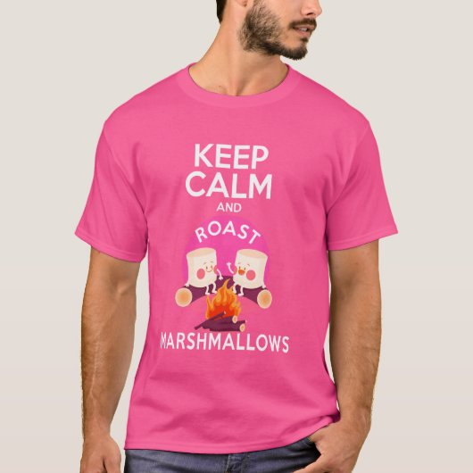 Houd kalm en gebraden marshmallows kamperen trekki t-shirt (Voorkant)