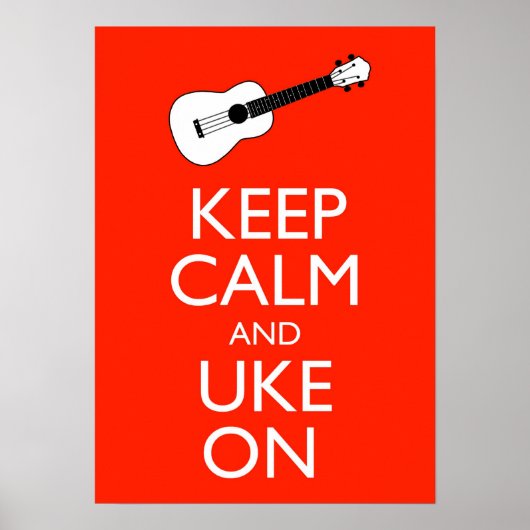 Houd kalm en gebruik Ukulele Poster afdrukken (Voorkant)