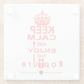 Houd kalm en geniet van de verkrachting glazen onderzetter (Achterkant)