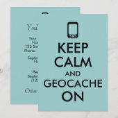 Houd kalm en geocache op GPS Geocaching Aangepast Kaart (Voorkant / Achterkant)