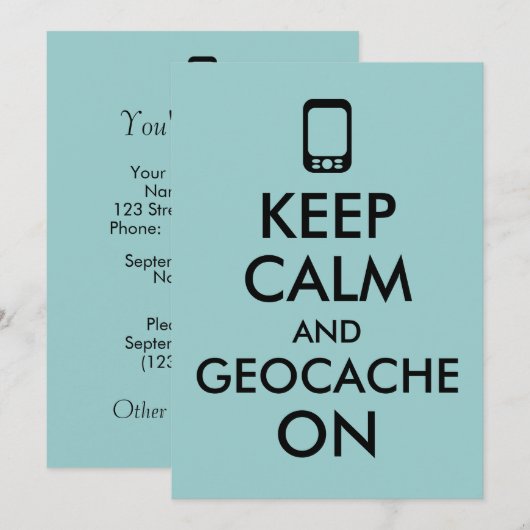 Houd kalm en geocache op GPS Geocaching Aangepast Kaart (Voorkant / Achterkant)