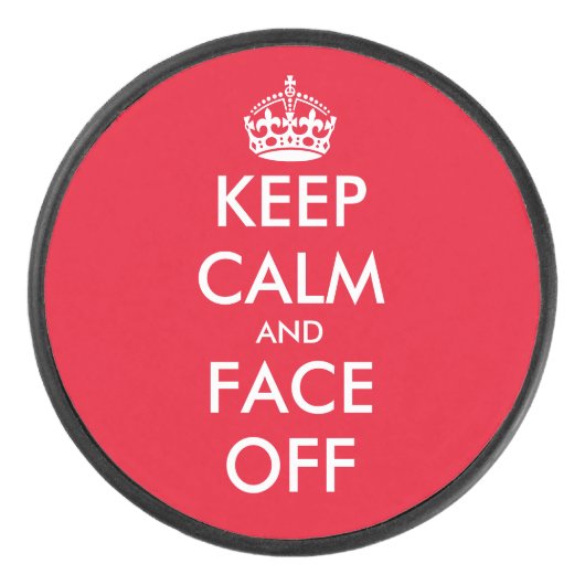 Houd kalm en gezicht van aangepaste hockey puck ca (Voorkant)