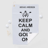 Houd kalm en golf op Golfing Quote Custom Golfers Golfhanddoek (Insitu)