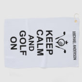 Houd kalm en golf op Golfing Quote Custom Golfers Golfhanddoek (Horizontaal)