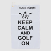 Houd kalm en golf op Golfing Quote Custom Golfers Golfhanddoek (Voorkant)