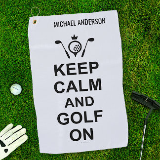 Houd kalm en golf op Golfing Quote Custom Golfers Golfhanddoek