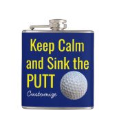 Houd kalm en gooi de putt vinyl verpakte kolf heupfles (Voorkant)