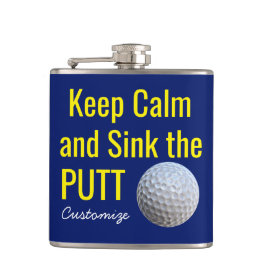 Houd kalm en gooi de putt vinyl verpakte kolf heupfles