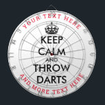 Houd kalm en gooi er grappig aangepast dart board  dartbord<br><div class="desc">Hou je rustig en gooi er grappig op. Speciaal dartboard spel met je grappige tekst. Fun Birthday cadeauidee voor kinderen en volwassenen. Rendy wall decor ideeën voor thuis,  pub,  auto,  café,  restaurant,  man grot,  kantoor en andere plekken om te ontspannen. Moderne typografische sjabloon met kroon. Aangepaste kleuren.</div>