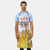 Houd kalm en grill aan schort (Gedragen)