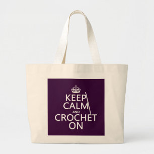 Houd kalm en haken aan grote tote bag