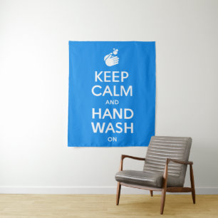 Houd kalm en handwas aan - De handen wassen Wandkleed