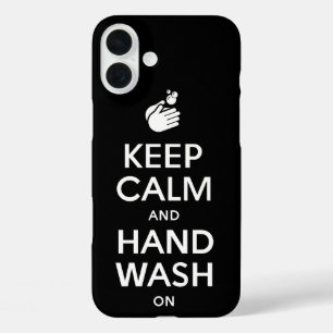 Houd kalm en handwas aan - wasmiddelgriep iPhone 16 plus hoesje