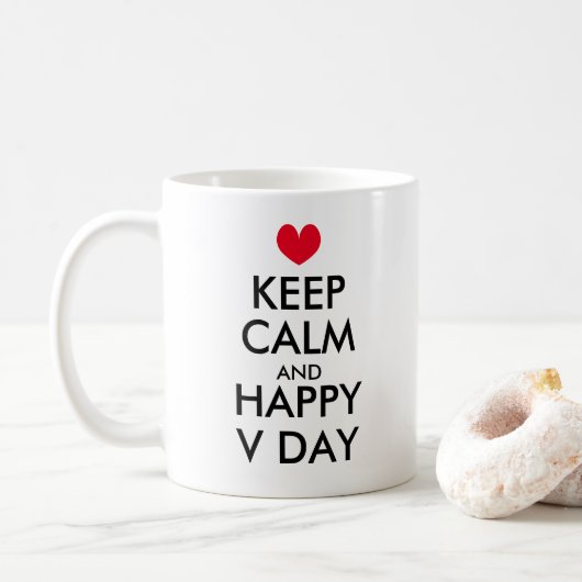 Houd kalm en Happy Valentine's Day koffie mok (Met donut)