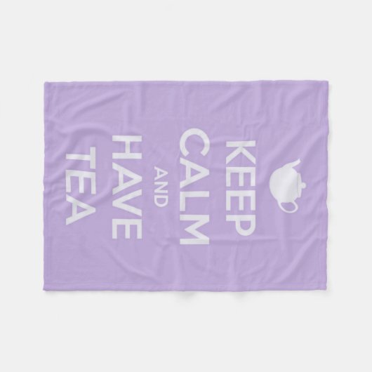 Houd kalm en heb de Lavender van Tea en Wit Fleece Deken (Voorkant (Horizontaal))