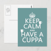 Houd kalm en heb een Cuppa - alle kleuren Briefkaart (Voorkant / Achterkant)