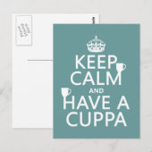 Houd kalm en heb een Cuppa - alle kleuren Briefkaart (Voorkant / Achterkant)