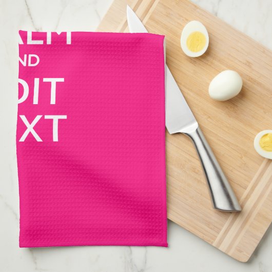 HOUD KALM EN HEB Jouw tekst GEMAKKELIJK PINK Theedoek (Quarter Fold)