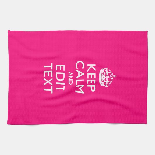 HOUD KALM EN HEB Jouw tekst GEMAKKELIJK PINK Theedoek (Horizontaal)