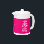 HOUD KALM EN HEB Jouw tekst GEMAKKELIJK PINK Theepot<br><div class="desc">Uw gepersonaliseerde Keep Calm-gezegde op een fijn aangepast, roze accentkleurstijldecor. Een gepersonaliseerd gezegde van de Stijl van de Kalm van het Levensonderhoud op één van een vriendelijk gift. Een grappige of grillige poging om uw creatieve woorden op twee bewerkbare tekstregels te zetten. Vergeet niet om de KAPITAALletters voor de beste...</div>