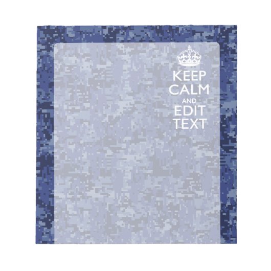 Houd kalm en heb Jouw tekst Navy Digital Camo Notitieblok (Voorkant)
