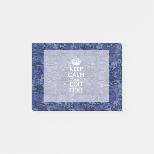 Houd kalm en heb Jouw tekst Navy Digital Camo Post-it® Notes (Voorkant)