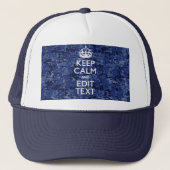 Houd kalm en heb Jouw tekst Navy Digital Camo Trucker Pet (Voorkant)